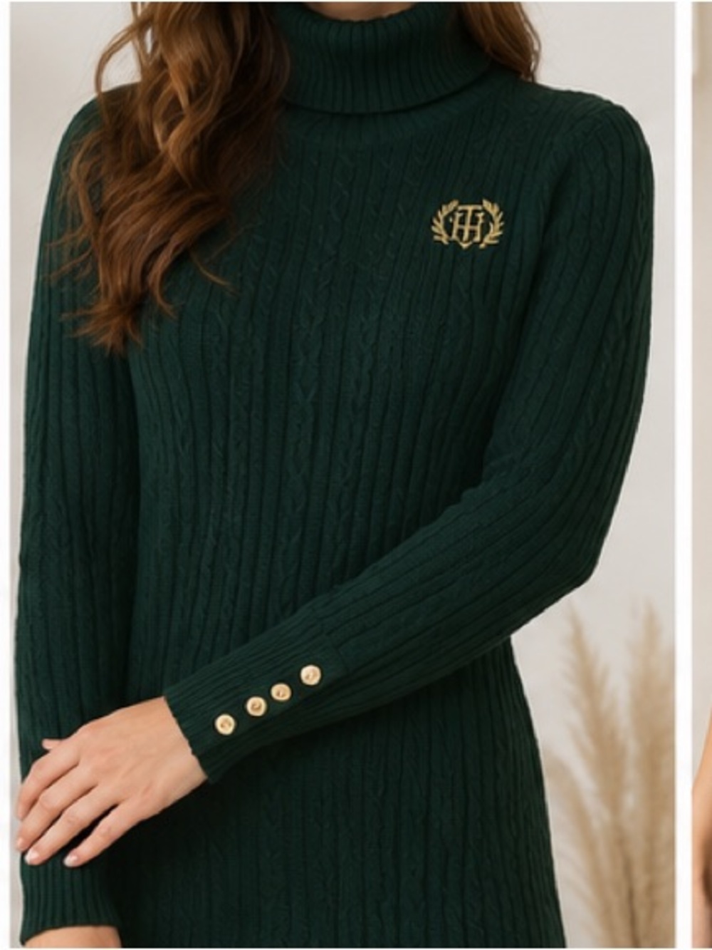 Tommy Hilfiger Forest Green Cable Knit Sweater